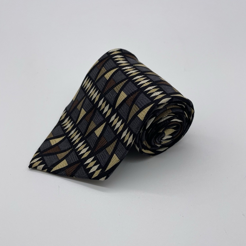 Vintage Z Inc. Zinc Geometric‎ Southwestern Silk Tie Hand Made Necktie